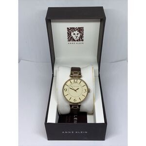 Anne Klein 10/9168 Women's Brown Leather Analog Beige Dial Quartz Watch UFO120